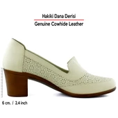 Erkan Saçmacı Madre Bej Hakiki Dana Derisi Vintage Kalın Topuklu Günlük Klasik Ayakkabı - 2