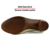 Erkan Saçmacı Madre Bej Hakiki Dana Derisi Vintage Kalın Topuklu Günlük Klasik Ayakkabı - 6