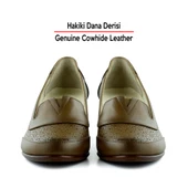 Erkan Saçmacı Madre Kahverengi Hakiki Dana Derisi Vintage Kalın Topuklu Günlük Klasik Ayakkabı - 4