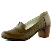 Erkan Saçmacı Madre Kahverengi Hakiki Dana Derisi Vintage Kalın Topuklu Günlük Klasik Ayakkabı - 1