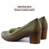 Erkan Saçmacı Sarah Kahverengi Hakiki Dana Derisi Delik Detaylı Kalın Topuklu Günlük Klasik Ayakkabı thumbnail 5