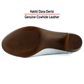 Erkan Saçmacı Sarah Beyaz Hakiki Dana Derisi Delik Detaylı Kalın Topuklu Günlük Klasik Ayakkabı thumbnail 6