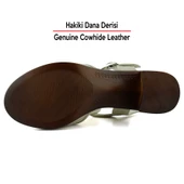 Erkan Saçmacı Elena Bej Hakiki Dana Derisi Delik Detaylı Kalın Topuklu Günlük Sandalet - 6