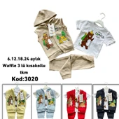 BEBEK  WAFFLE Üçlü takım 6,12, 18, 24 aylık  toptan 4'lü seri thumbnail 1