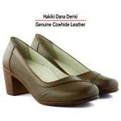 Erkan Saçmacı Sarah Kahverengi Hakiki Dana Derisi Delik Detaylı Kalın Topuklu Günlük Klasik Ayakkabı thumbnail 3