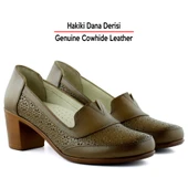 Erkan Saçmacı Madre Kahverengi Hakiki Dana Derisi Vintage Kalın Topuklu Günlük Klasik Ayakkabı - 3