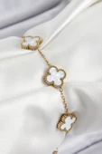 Beyaz Sedef Yonca Model Gold Renk Kadın Bileklik - EBJ250705W36310 thumbnail 1