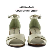 Erkan Saçmacı Mila Vizon Hakiki Dana Derisi Burma Model Kalın Topuklu Rahat Sandalet - 4