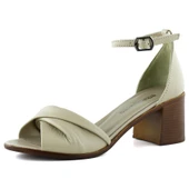 Erkan Saçmacı Mila Vizon Hakiki Dana Derisi Burma Model Kalın Topuklu Rahat Sandalet - 1