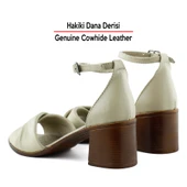 Erkan Saçmacı Mila Vizon Hakiki Dana Derisi Burma Model Kalın Topuklu Rahat Sandalet - 5
