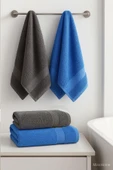 4 Parça Banyo Havlu Takımı %100 Pamuklu Dry Antrasit - 1