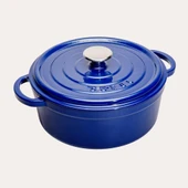 SÜREL DÖKÜM 28 CM DERİN YUVARLAK TENCERE PARLAK KOYU MAVİ - 1