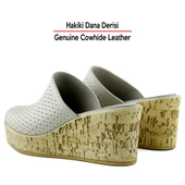 Erkan Saçmacı Aria Vizon Hakiki Dana Derisi Önü Kapalı Mantar Taban Görünümlü Dolgu Topuklu Terlik - 5