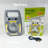 Gold Silver GS-265 Şarjlı Fanlı Işık – 10W Güç | Type-C Şarj | LED Işık + Fan | Su Geçirmez Tasarım - 8
