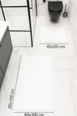 %100 Pamuk Dokuma, Su Emici, Banyo Paspas Seti, Banyo Halısı Vera 2'li Klozet Takım 60x100-60x50 - 2