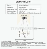 TT005-KR TT Aydınlatma Burgu Modeli Krom Kaplama Led Avize thumbnail 4