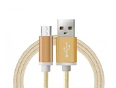 Android Örgü Şeklinde Renkli Çelik Şarj Data Kablosu - Gold - 3