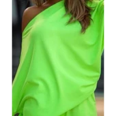 Lucky Life Kadın Kayık Yaka Salaş Iki Iplik Bluz Ve şort Ikili Takım - 1