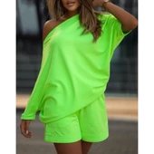 Lucky Life Kadın Kayık Yaka Salaş Iki Iplik Bluz Ve şort Ikili Takım - 2