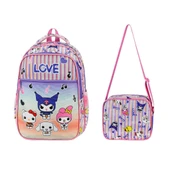 İlkokul Çantası Kuromi 2'li Set 40*30 Cm Beslenme Çantası Ortopedik Sırt Çantası Kız Çocuk - 1