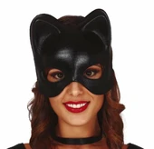 Siyah Deri Görünümlü Kedi Maskesi – Cosplay & Maskeli B - 3