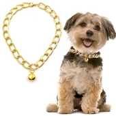 Kedi Ve Köpek Lüx Zincir Kolye 25-30 cm Medium Gold - 2
