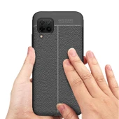 Huawei P40 Lite Uyumlu Kamera Korumalı Deri Görünümlü Silikon Kılıf - 8