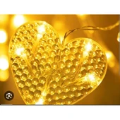 Kalp Perde Led 3m 6 Sıra 12 Adet Kalp Led Işık Gün Işığı - 4