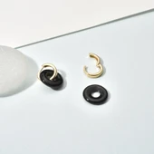 14 Ayar Altın Kaplama Gerçek ve Doğal Donut Onyx Siyah Taşlı Halka Küpe - ES00154 - 3