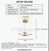 TT037-YUV-SR TT Aydınlatma Halka Model Gold Sarı Kaplama Tek Toplu Led Avize thumbnail 4