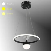 TT037-YUV-SY TT Aydınlatma Yuvarlak Model Mat Siyah Tek Toplu 3 Renk Led Avize - 1