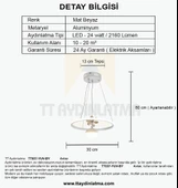 TT037-YUV-BY TT Aydınlatma Yuvarlak Model Mat Beyaz Tek Toplu 3 Renk Led Avize thumbnail 4