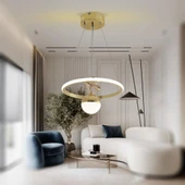 TT037-YUV-SR TT Aydınlatma Halka Model Gold Sarı Kaplama Tek Toplu Led Avize thumbnail 2