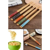 Mucit home 1'lu Bambu Chopstick Desenli Yıkanabilir Çin Suşi Ramen Noodle Yemek Çubuğu - 3