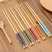 Mucit home 1'lu Bambu Chopstick Desenli Yıkanabilir Çin Suşi Ramen Noodle Yemek Çubuğu - 2