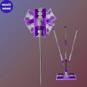 Mucit Home Paspas Ve Mop Mor Mandallı / Kıskaçlı istediğin Bezi  Tak Yer Duvar Cam Silme Mopu - 1
