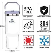 Igloo Powder Termos 900ml-MAVİ-BEYAZ - 4