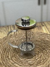 Hometarz French Press Cam Çay Kahve Bitki Demliği 350 ml Gümüş - 2