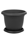 8.8lt 31x21,5cm Tabaklı Plastik Orta Boy Yuvarlak Saksı Villa No7 Antrasit Gri - 3