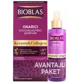 Bioblas Collagen Ve Keratin Onarıcı Dolgunlaştırıcı Şampuan 360 ml + Sıvı Saç Kremi 200 ml - 1