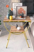 Yan Sehpa Komodin Metal Ayak Çift Gold Ceviz thumbnail 1