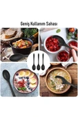 Burcummm 3 Lü Silikon Uzun Karıştırma Kaşığı Seti Siyah - 4