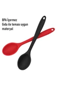 2 Li Silikon Uzun Karıştırma Kaşığı Seti Kırmızı & Siyah - 4