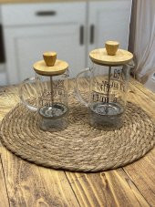 Hometarz French Press Kahve Bitki Demliği 2 li Bambulu 650 350 ml - 1