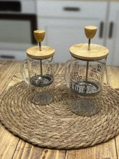 Hometarz French Press Kahve Bitki Demliği 2 li Bambulu 650 350 ml - 4
