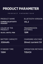 G10 Kablosuz Bluetooth Oyuncu Kulaklığı Işıklı Mikrofonlu Dokunmatik Gaming Headset - 4