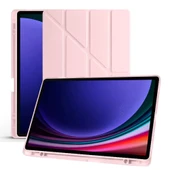 Samsung Galaxy Tab S9 Fe Plus X610 12.4 İnç Katlanabilir Kalemlikli Standlı Akıllı Kılıf  Pembe thumbnail 4