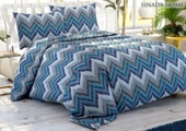 Sinada Zikzak Mavi Lastikli Çarşaf Set Çift Kişilik Set 200*220 - 1