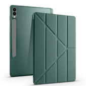 Samsung Galaxy Tab S9 Plus X810 12.4 İnç Katlanabilir Kalemlikli Standlı Akıllı Kılıf  Haki thumbnail 1