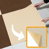 BEYLİNİ Kendinden Yapışkanlı Halıfleks Keçe Kaymaz Ev Tekne Ofis Yat Denizlicik Marina Karo Halısı Krem 40x40 CM - 1